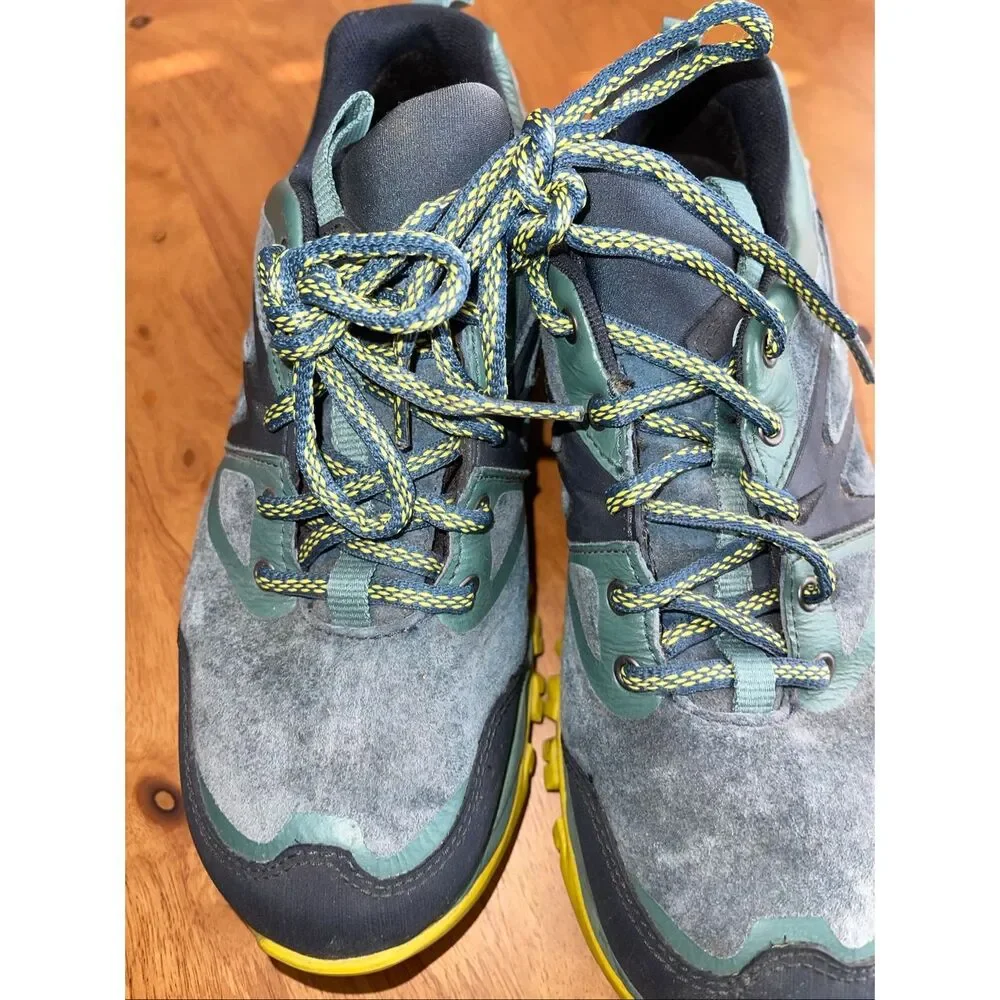 merrell hiking shoes womens 6.5 green vibram soles select dry unifly‎